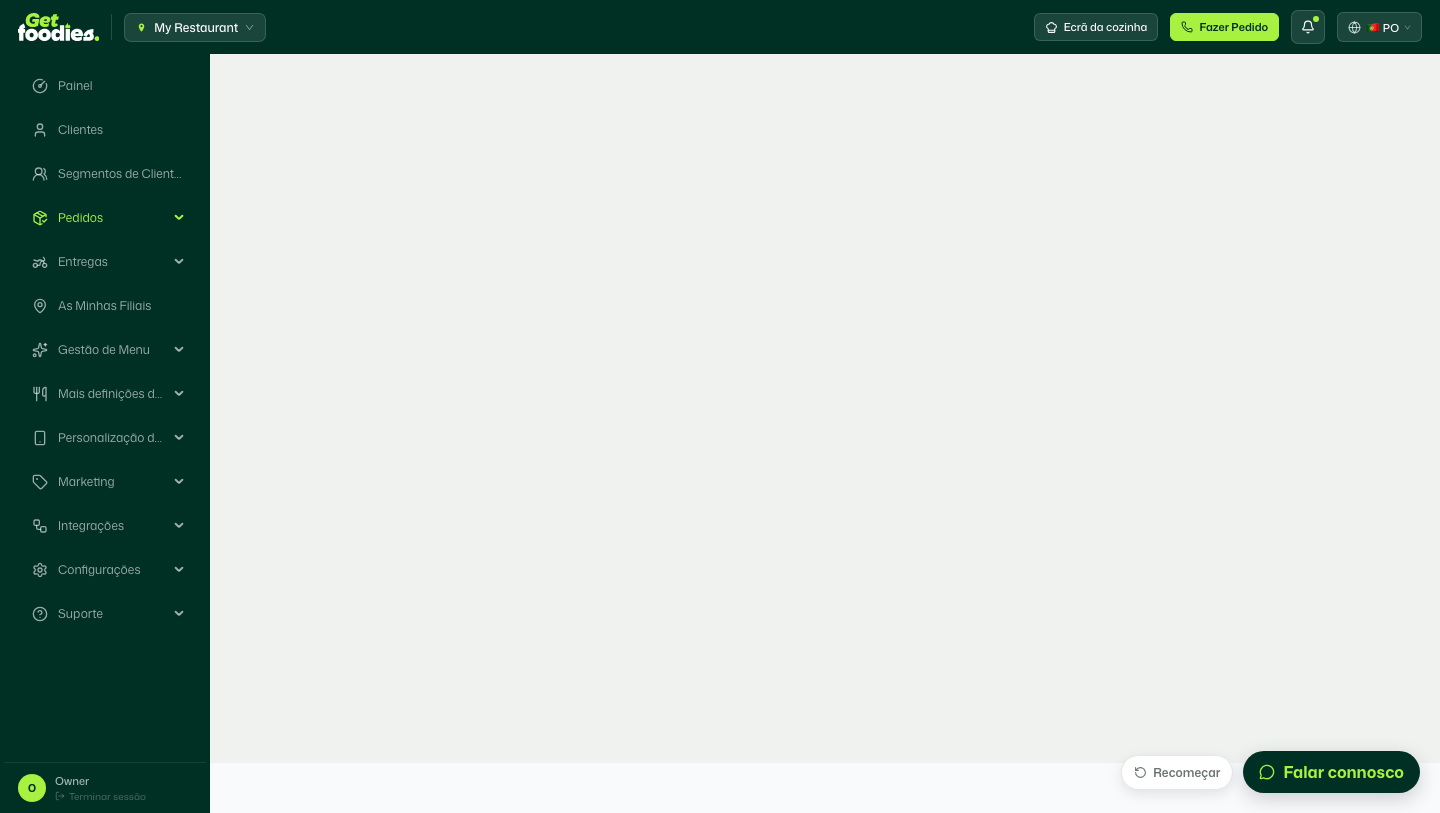 Gestão de encomendas e entregas no dashboard GetFoodies